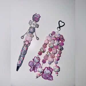 ❗️SOLD❗️Bling Kitty Junk Bag Charm & Pen Set
